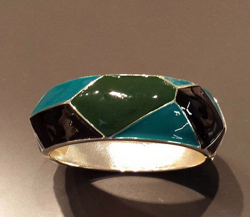 Green, Dark Turquoise, & Black Bangle Bracelet in Epoxy Finish