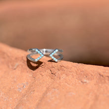 Rhodium Plated Nano Turquoise Split Ring