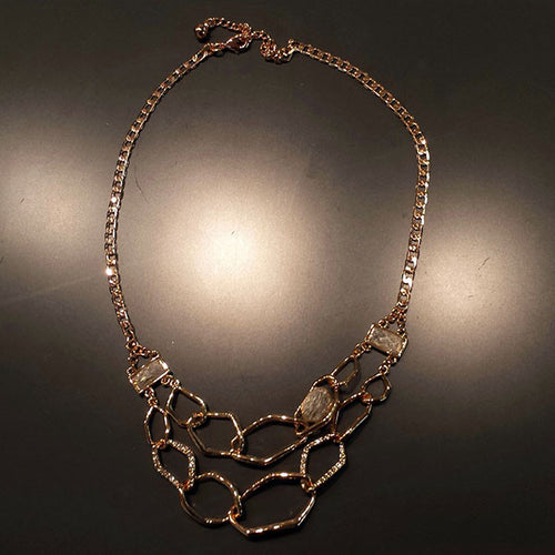 Glam Rose Gold Necklace w/Crystals