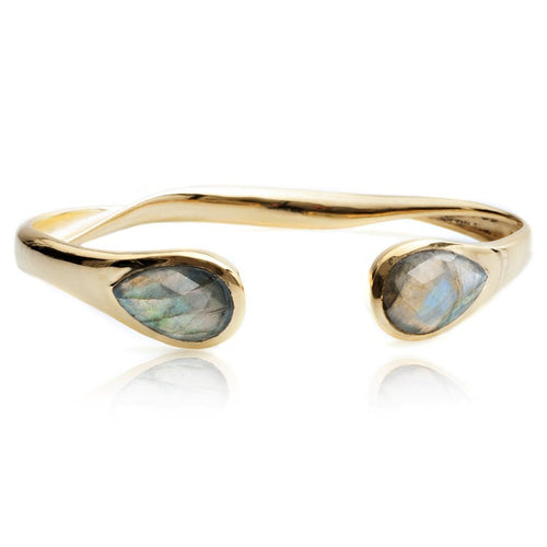 Twisted Bangle: Gold Labradorite