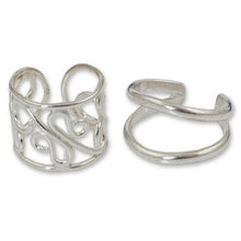 'Sleek Filigree' Sterling Silver Ear Cuffs (Pair)
