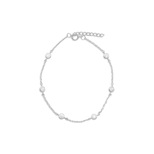 6 Bezel Set CZ Charm Anklet, 9