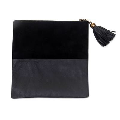 Handbag in Black Suede Leather – Sazingg