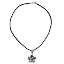 Multi Gemstone and Leather Necklace