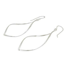 Curved Marquise Shape Sterling Silver Dangle Earrings