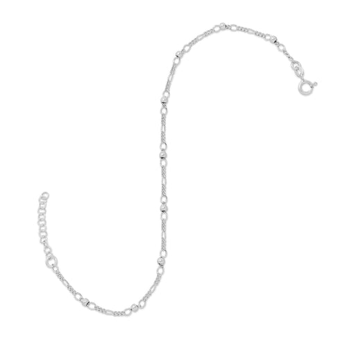 Figaro Chain Anklet with Beads, 9