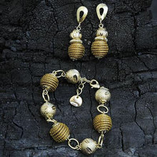 18k Gold Accent Golden Grass Bracelet and Earrings Set