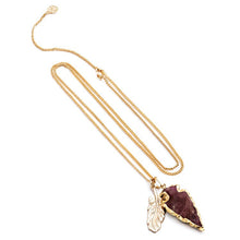 Piedra Feather Necklace in Jasper Quartz & Gold