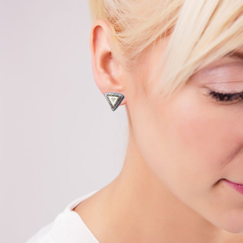 'Meli' Flat Triangle Studs: Lynx