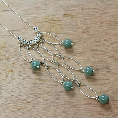 Waterfall Jade Necklace in Sterling Silver