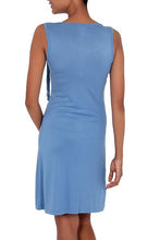 Blue Shimmy Jersey Dress w/Fringe