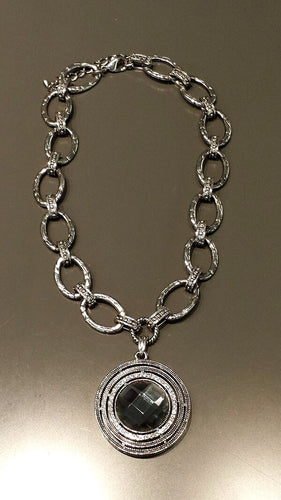 Grey Stone Necklace w/crystals