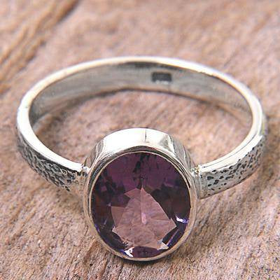 Amethyst solitaire ring, 'Simply in Purple'
