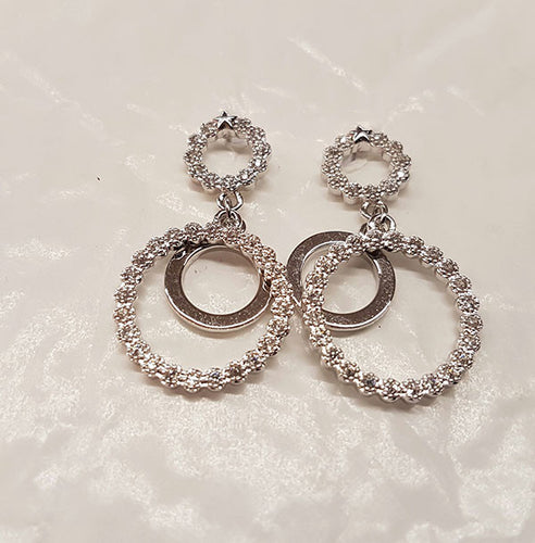 Crystal Dangle Earrings w/Rhodium Plating