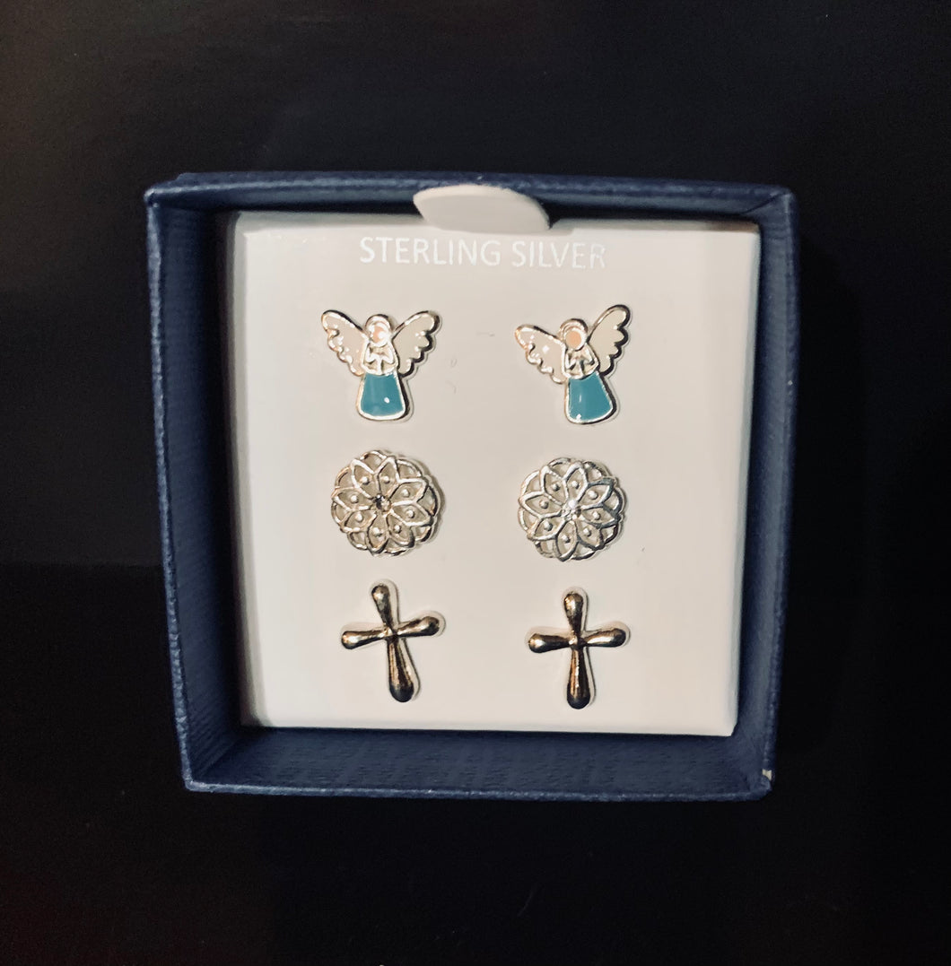 Angel/Flower/Cross Earring Set