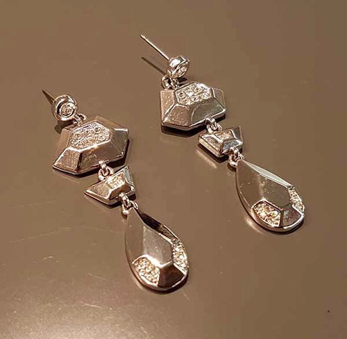Silver Dangle Earrings with Crystals