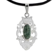 Natural Jade Sterling Silver Pendent Necklace