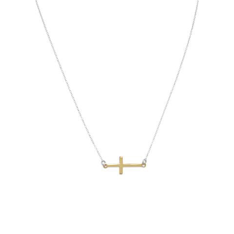 Two Tone Sideways Cross Necklace (16