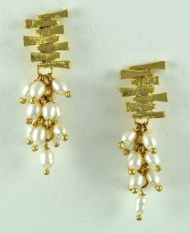 Gold Plated Earrings w/Fresh Water Pearls, 2