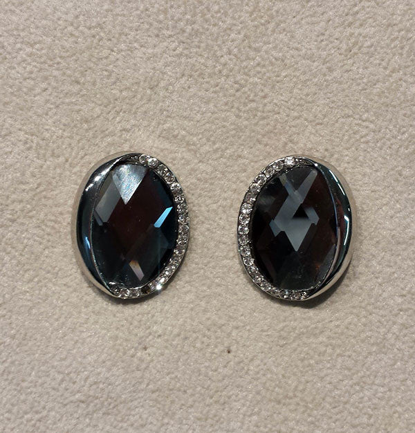 Big Crystal Black Diamond Stone Earrings