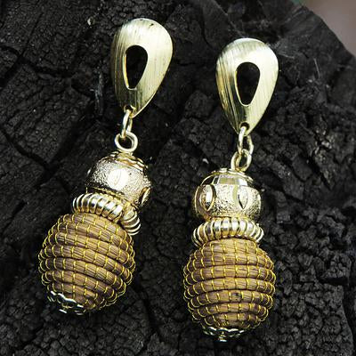 Brazilian Golden Grass 18k Gold Plated Dangle Earrings
