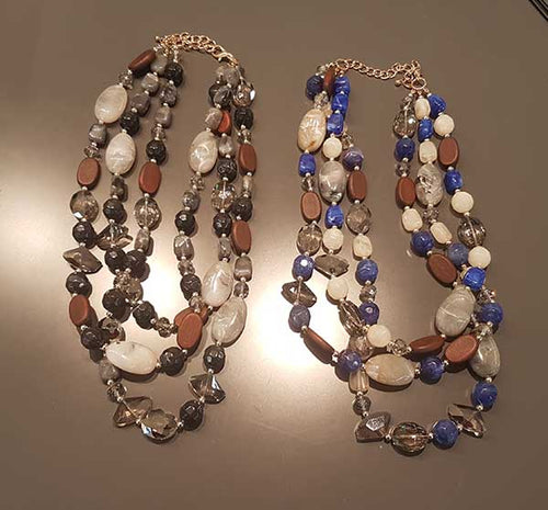 Multicolor Green or Blue Necklace w/Semi-precious stones