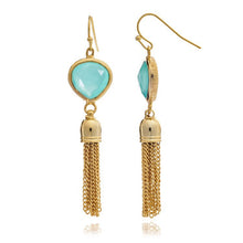 Gold Tassle Earrings in Aqua Chacedony or Green Onyx (click to see drop down)