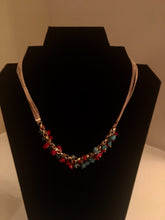 Natural Fiber Necklace w/Coral And Turquoise
