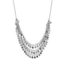 Rhodium Plated Polished Disk Drop Necklace