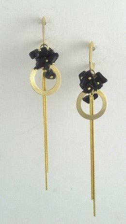Earrings With Chain And Onyx