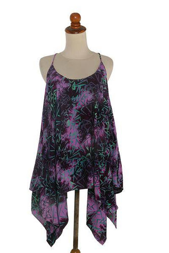 Electric Purple & Light Green Batik Rayon Halter Top