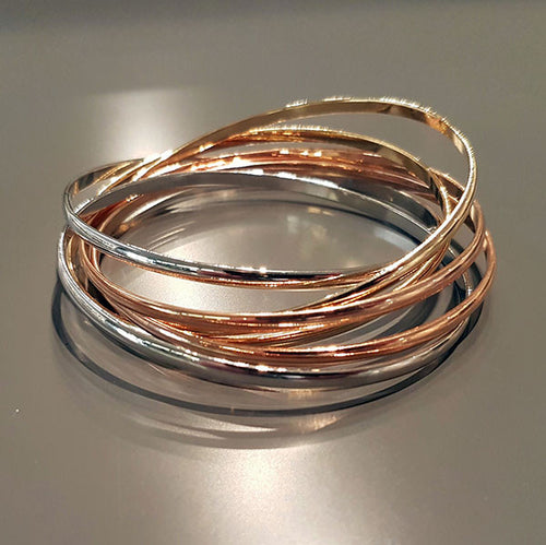6 Bangle Three-Tone Intertwined Bracelet