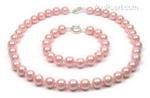 Peach Shell Pearl Necklace & Bracelet Set