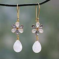 Rainbow Moonstone & Gold Vermeil Labradorite Earrings
