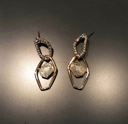 Glam Rose Gold Earrings w/Crystals