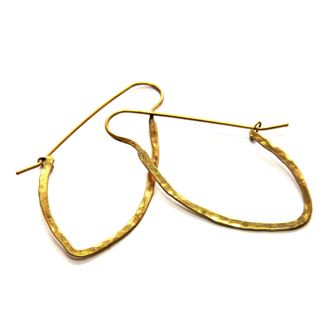 Small Arrow Hoop Brass Earrings
