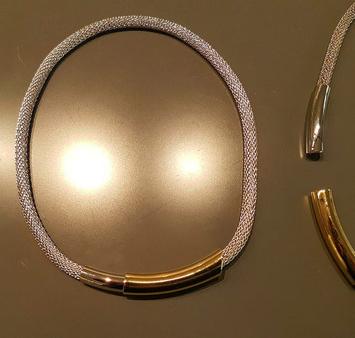 Rhodium & Gold Color Plated Necklace w/Magnetic Clasp