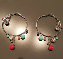 Multicolor Beads Rhodium Color Plating Earrings