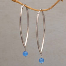 Ocean Blue Agate &  Sterling Silver Hoop Earrings