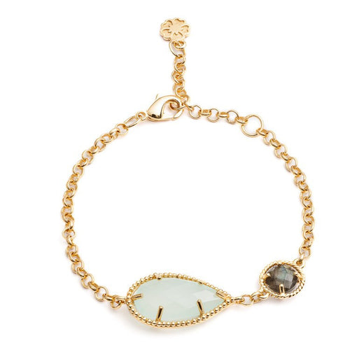 Diametric Stone Bracelet: Gold, Aqua & Labradorite