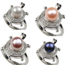 Tortoise Freshwater Pearl Sterling Silver Ring, (Adjustable sz.7-8.5), in White, Pink, Lavender, or Black