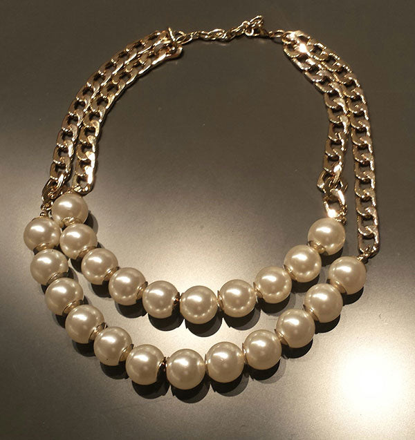Statement Pearl Necklace on Gold Chain