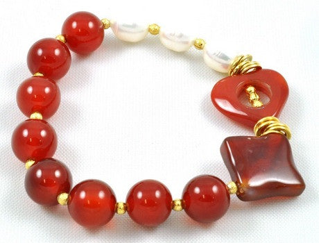 Bracelet w/Agate Beads & Pearls