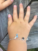 Blue Dolphins & Crystals Charm Bracelet, 5"+1