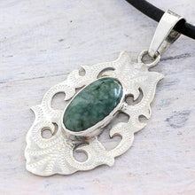 Natural Jade Sterling Silver Pendent Necklace