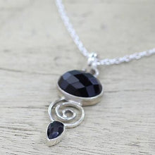 Handmade Onyx and Sterling Silver Pendant Necklace