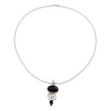 Handmade Onyx and Sterling Silver Pendant Necklace