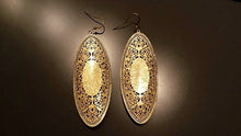 Elliptic Gold Tone Oval Sparkle Earrings