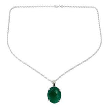 Sterling Silver Green Onyx Pendant Necklace, 'India Green'