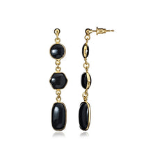 Venice Long Drop Stone Earrings, Black Onyx